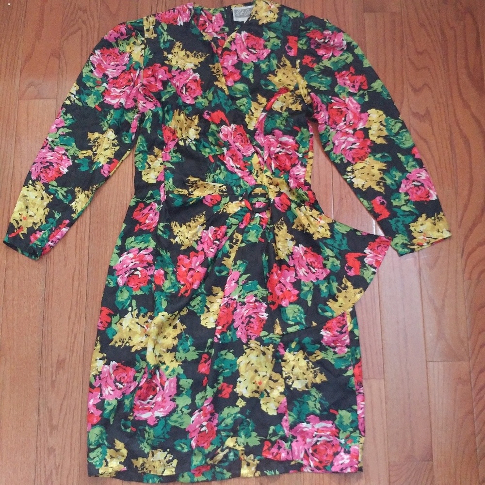 Vintage '80s PAT ARGENTI Petites Faux Wrap Dress